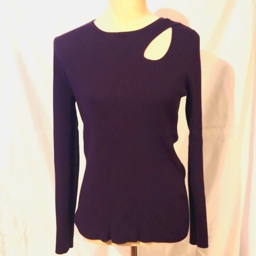 INC Purple Ribbed Keyhole Shirt
